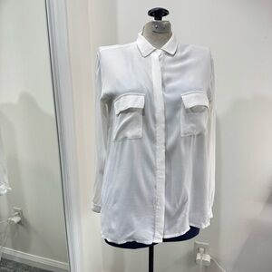 Women's White Button-Front Pocket Shirt - Zara S